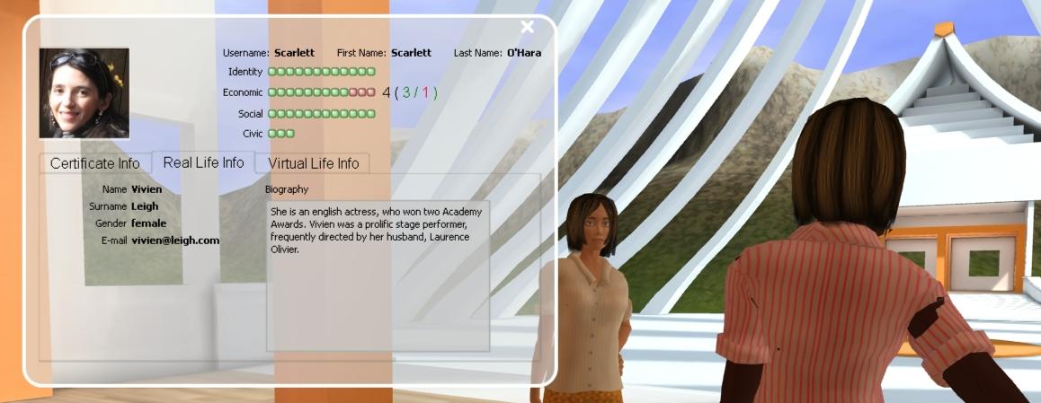 Identity card in VirtualLife