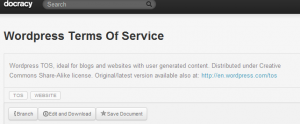 Docracy: WordPress Terms of Service are tagged with "TOS" but also with "Website".