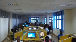 One of four computer labs, called the "digital library" at Kigali Independent University, with more than 400 computer workstations available for student use.