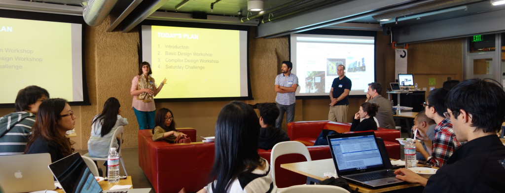 Margaret Hagan, Kursat Ozenc, and Alex Gavis kick off the class Get Smart on legal communication design. (c) Fred Leichter, 2014.