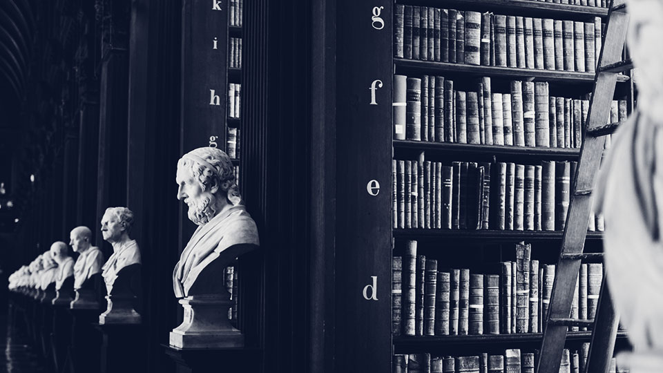 Library with marble busts