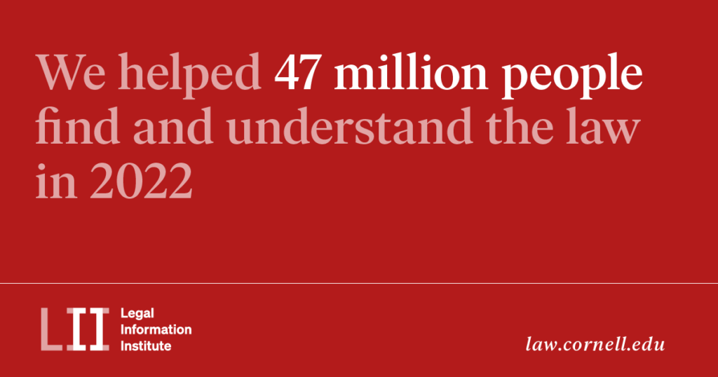 We helped 47 million people find and understand the law in 2022. 